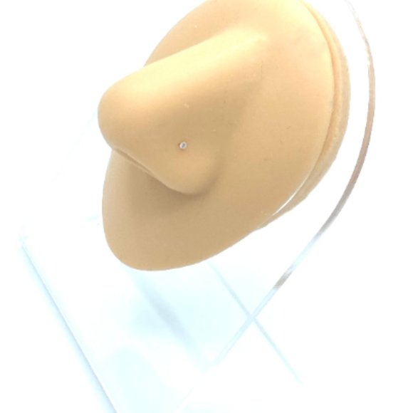 COPY - Tiny 1mm Diamond Gold Nose Ring Nose Stud Nose Piercing - Picture 6 of 8